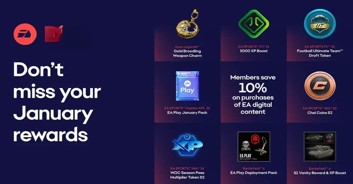 EA Play January 2025 Member Rewards & Free Game Trials Guide