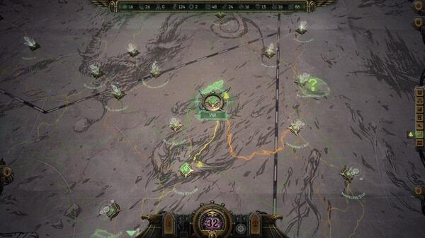 Screenshot of Warhammer 40,000: Rogue Trader showing a map view with various marked locations and a highlighted area labeled "Vox."
