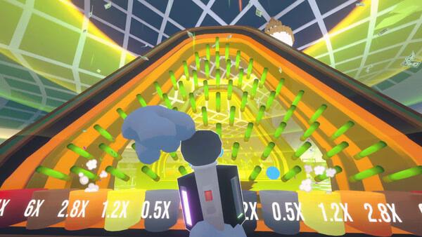 Screenshot from Gamble With Your Friends showing a player aiming at a colorful pachinko-style board with multiplier slots.