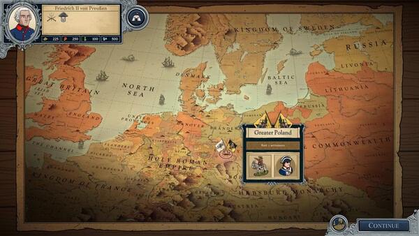 Screenshot from Master of Command shows a historical map with Greater Poland highlighted and player stats visible.