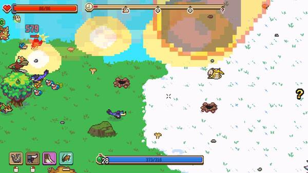 Screenshot from Everything is Crab: The Animal Evolution Roguelite shows crabs and other creatures on a pixelated landscape.