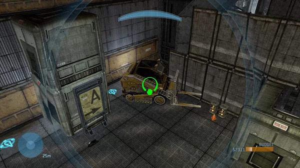 Halo: The Master Chief Collection screenshot showing a vehicle in a metallic room, viewed through a targeting reticle on-screen.