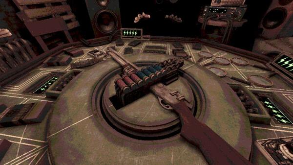 Screenshot from Buckshot Roulette showing a detailed game interface with a shotgun and colorful ammo on a circular table.