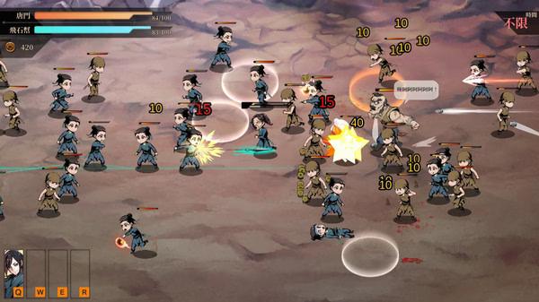 Legend of Mortal screenshot showing animated characters battling on rugged terrain with health bars and damage indicators visible.