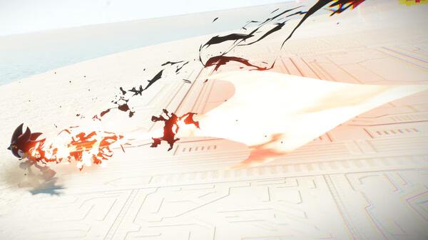 Screenshot from SONIC X SHADOW GENERATIONS showing Shadow dashing on a futuristic platform, leaving a fiery trail.