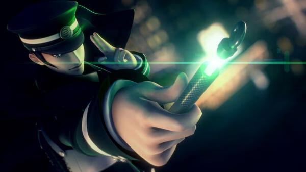 Screenshot from RAIDOU Remastered: The Mystery of the Soulless Army, showing Raidou aiming a glowing weapon in a dramatic pose.