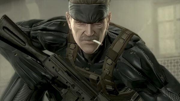 Screenshot from METAL GEAR SOLID: MASTER COLLECTION Vol.2 showing an armed character in tactical gear with a cigarette.