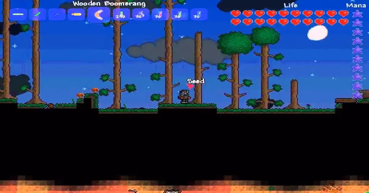 Terraria gameplay showcasing diverse biomes