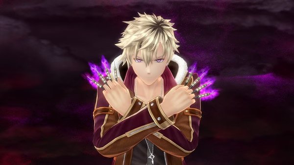 Screenshot from The Legend of Heroes: Trails of Cold Steel IV showing a character with glowing purple claws crossed over their chest.