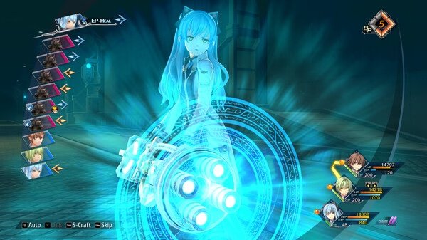 Screenshot from The Legend of Heroes: Trails into Reverie showing a character activating a glowing blue ability in battle.