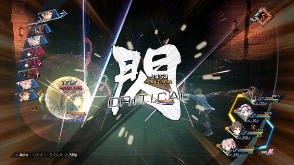 Screenshot from "The Legend of Heroes: Trails into Reverie" showing a critical hit during combat, with characters and damage numbers visible.