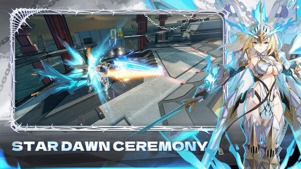 A Starward screenshot shows a character in armor wielding glowing weapons, with the text "Star Dawn Ceremony" displayed.