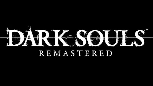 Screenshot of DARK SOULS™: REMASTERED title screen, featuring the game's logo in bold white text on a black background.